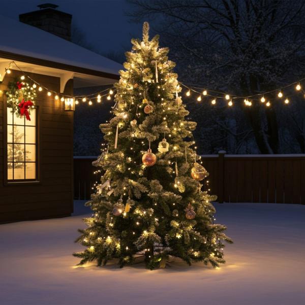 2 guirlandes lumineuses 320 LED blanc chaud, 2,7 m – pour intérieur et extérieur (IP44) – guirlandes rideau pour sapin de Noël