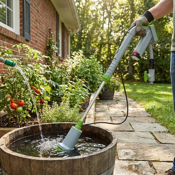 Pompe Submersible Mobile à Batterie - Arrosage Jardin sans Électricité, Tonneaux de Pluie - Mannesmann 12V Li-Ion 1500L/h - Filtre & Robinet