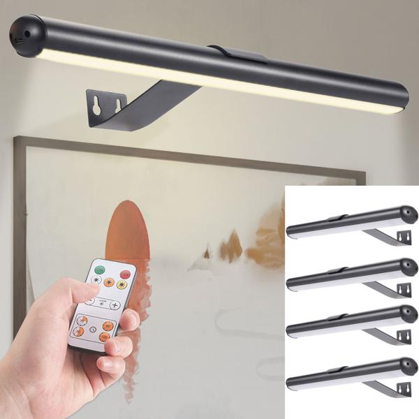 4 appliques murales LED élégantes avec télécommande et interrupteur tactile – lampes USB idéales pour tableaux – intensité variable, éclairage d’ambiance