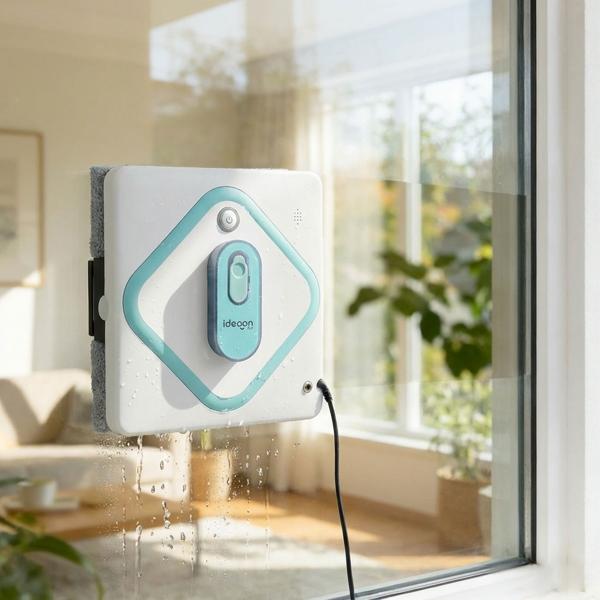Robot lave-vitres IA intelligent – robot de ménage 3000 Pa avec application, télécommande, corde de sécurité – pour des vitres propres et sans traces