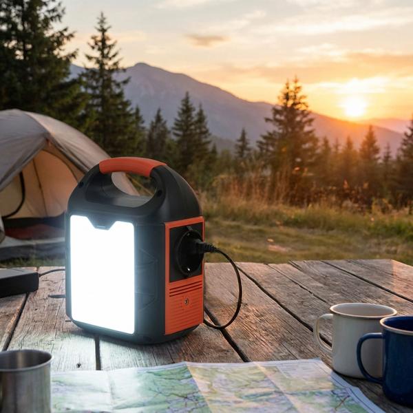 Station électrique compacte 88,8 Wh, générateur solaire avec prise 230 V – 100 W, USB-C PD 65 W, 12 V DC, écran LED – lampe de 500 lm