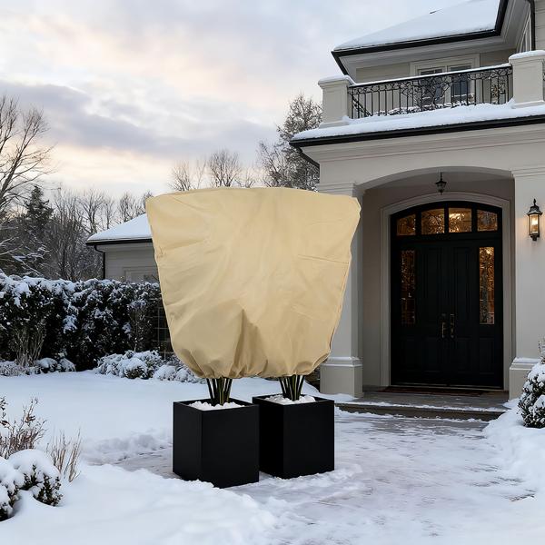 Housse d’hivernage XXL pour plantes, 240 x 200 cm – protection pour plantes en pot, cordon de serrage et fermeture à glissière – tissu respirant