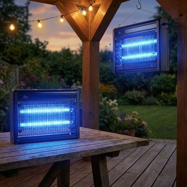 2 destructeurs d’insectes UV professionnels (9 W/jusqu’à 70 m²) – grille à haute tension contre mouches, moustiques et plus – sans produit chimique