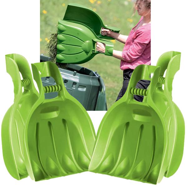 Lot de 2 pelles à feuilles XXL - Aide jardinage efficace sans effort - Pour feuilles, herbe, déchets - Plastique résistant, vert 52x39cm