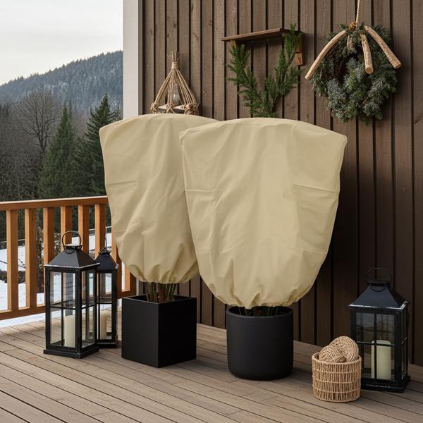 2 housses d’hivernage XXL pour plantes, 240 x 200 cm – protection pour plantes en pot, cordon de serrage et fermeture à glissière – tissu respirant