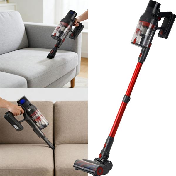 Aspirateur cyclonique 27 kPa, 430 W – aspirateur à main sans fil avec filtre HEPA, éclairage LED, tube télescopique, 4 puissances d’aspiration, réservoir à poussière de 0,7 L