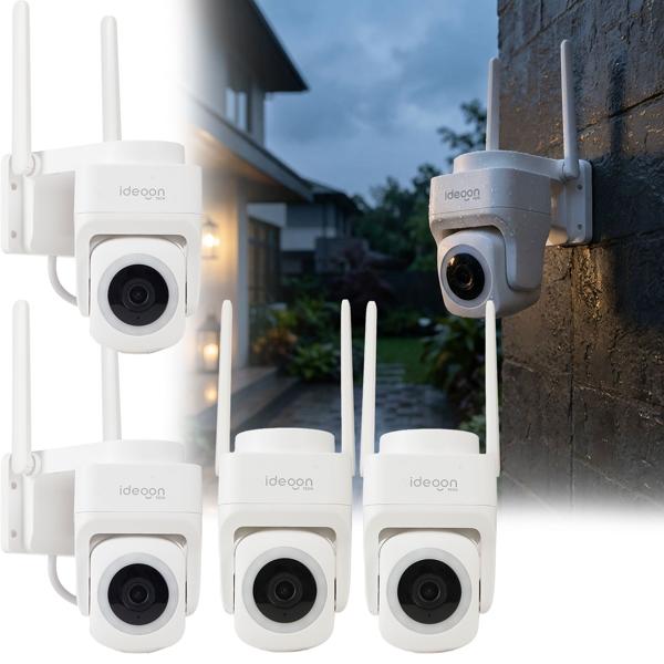 4 caméras de surveillance d’extérieur 2K, Wi-Fi, IP65 – caméras extérieures 355° avec reconnaissance de personnes, application, vision nocturne et fonction interphone