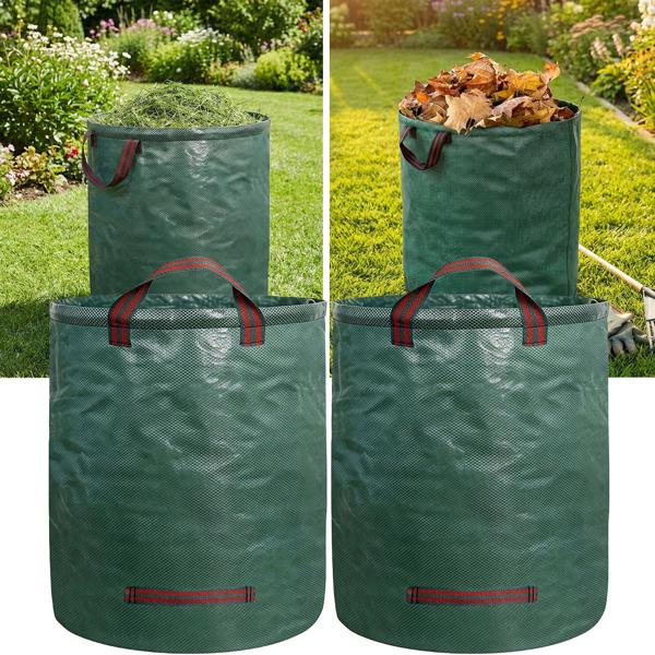 2 sacs à déchets verts XXL 500 litres, Ø 79 x 101 cm – sacs de jardinage à double fond, pliables, idéaux pour déchets végétaux, polypropylène 150 g/m²