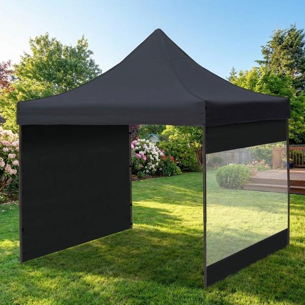 Pavillon pliant ultra‑compact 3x3 m noir, incl. 2 parois latérales – tente de fête stable – tente de jardin mobile pour jardin, événements, marchés, fêtes et camping