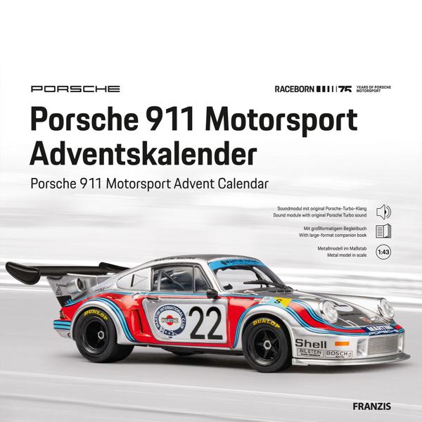 Calendrier de l’Avent Porsche 911 Carrera RSR Turbo 2.1 – Kit modèle premium 1:43 avec son – Pièce de collection pour passionnés d’auto et de technologie