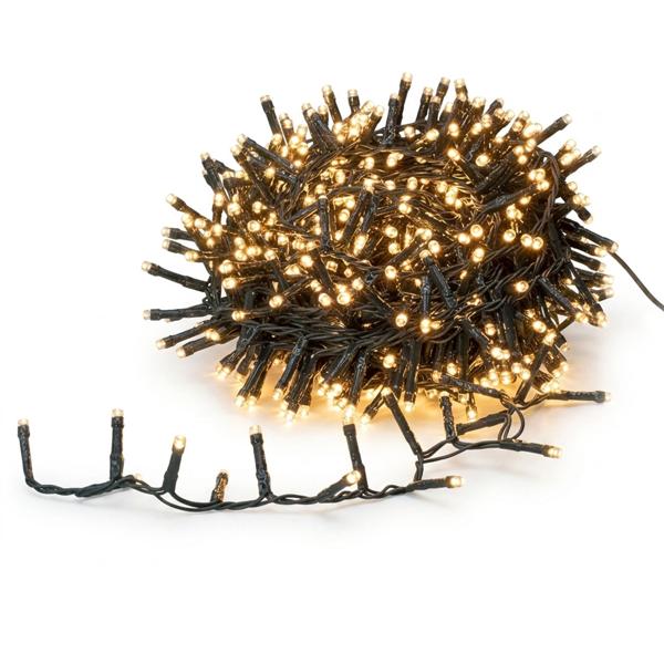 Guirlande lumineuse LED cluster, 400 LED blanc chaud, 8 m – guirlande en bouquet dense pour intérieur et extérieur, IP44, 7 effets lumineux, minuteur – éclairage de Noël
