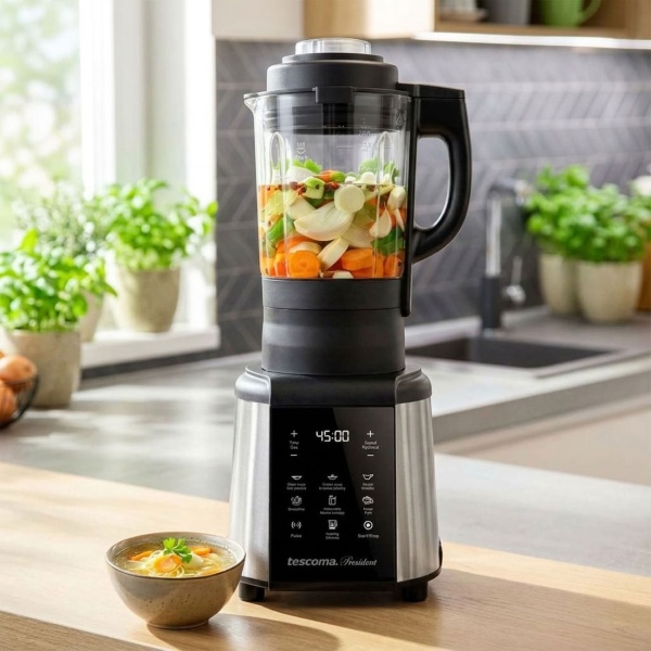 Préparateur de soupes multifonction avec fonction mixeur et fond chauffant, volume 1,75 l, cuiseur de soupes entièrement automatique, smoothie maker et blender de table en un seul appareil