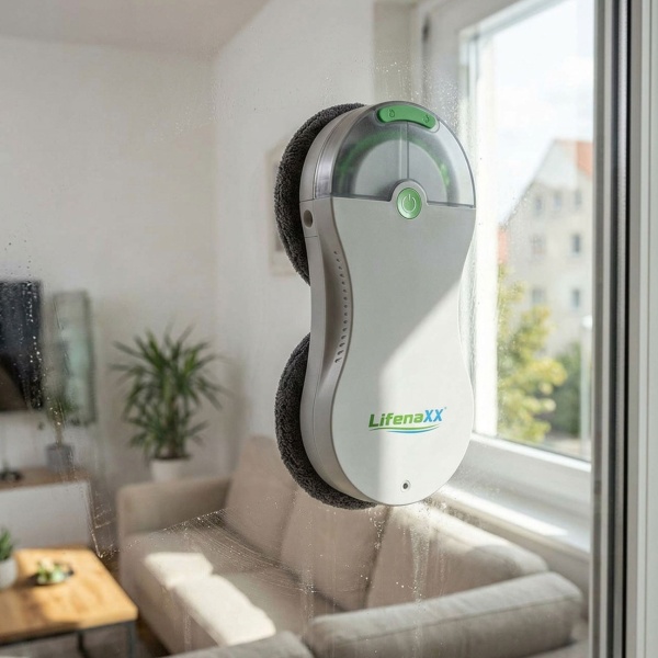 Robot lave‑vitres avec fonction de pulvérisation et télécommande, robot de nettoyage de vitres 2700 Pa avec 3 programmes pour fenêtres, verre et surfaces sans cadre