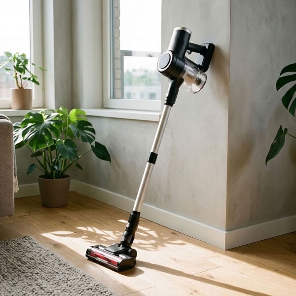 Aspirateur sans fil puissant avec lumière LED détectrice de poussière : aspirateur sans sac pour le nettoyage rapide au quotidien à la maison, 180 W
