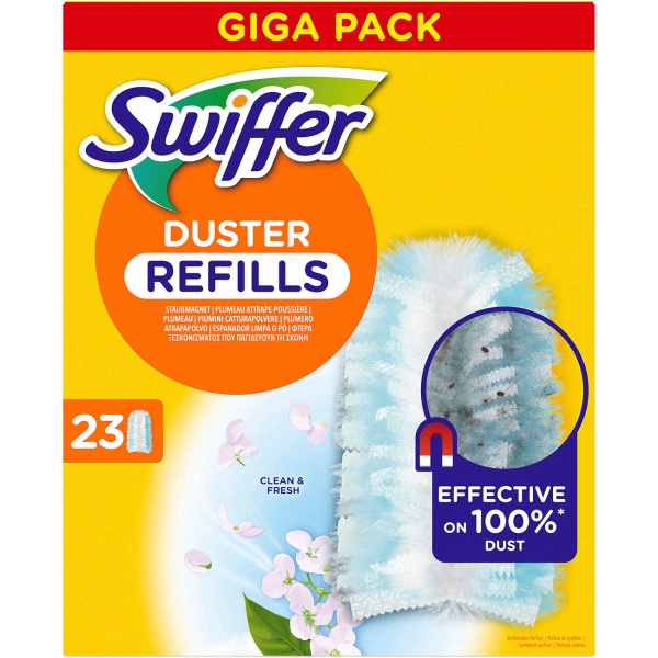 Recharge Swiffer Duster au parfum Febreze, 23 lingettes dépoussiérantes parfumées pour le manche Duster, lingettes de rechange pour dépoussiérer meubles et étagères