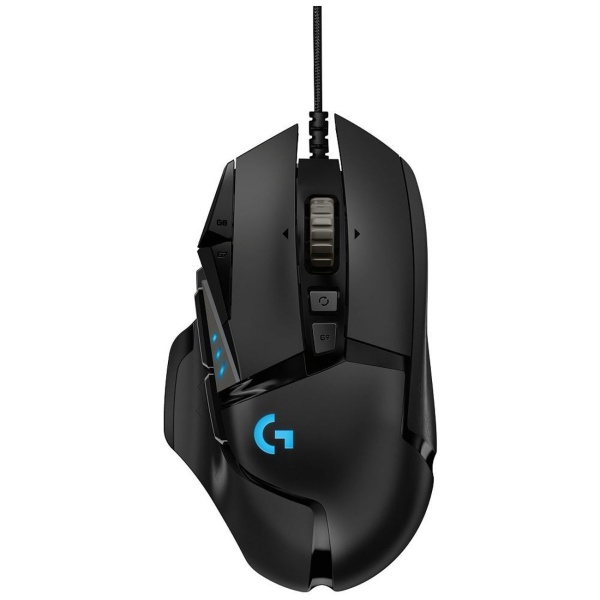 Souris gaming Logitech G502 HERO filaire noire, capteur HERO 25K, 11 boutons programmables, rétro‑éclairage RGB, poids réglables