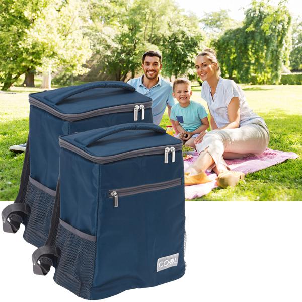 Lot de 2 sacs à dos isothermes - 10L imperméables en nylon tissé - Maintient aliments/boissons frais - Idéal pique-nique, camping, randonnée