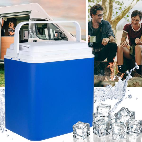 Glacière électrique 24 litres – glacière 12 V performante pour voiture, camping et voyage avec compartiment pratique pour le câble dans le couvercle – idéale en déplacement et pour les pique‑niques