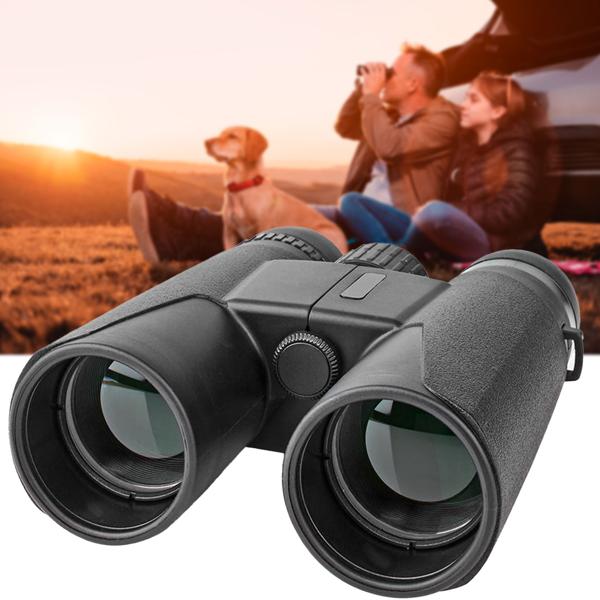 Jumelles compactes 10x42 - Prisme en toit - Idéales pour observation nature, animaux, randonnée, voyage - Champ de vision 96m - Noires - Avec pochette