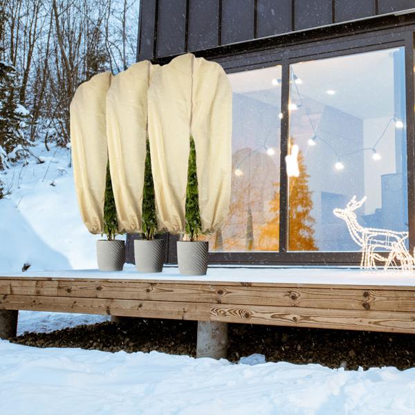 3 housses d’hivernage XL, 180 x 120 cm, protections contre le gel pour plantes en pot, cordon de serrage, fermeture à glissière, toile respirante