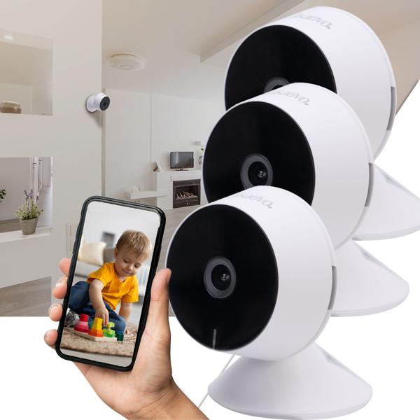 3 caméras de surveillance Wi-Fi Full HD – vision nocturne infrarouge intelligente, visionnage en direct, application – audio bidirectionnel, détection de mouvements et de personnes
