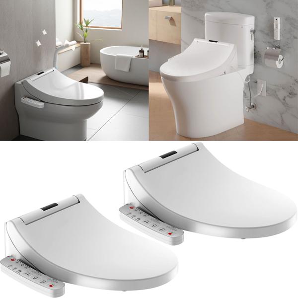 2 abattants WC connectés – sièges toilettes japonaises avec air chaud, lunette chauffante, frein de chute, application