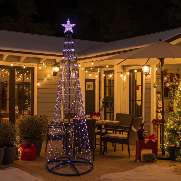 Sapin de Noël LED Conique - Multicolore, 570 LED, 300 cm - Intérieur & Extérieur IP44 - Télécommande - Décoration Festive Lumineuse