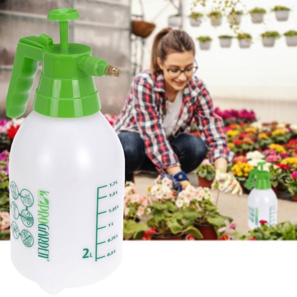 Pulvérisateur de jardin / pulvérisateur à pompe 2 litres avec buse en laiton et soupape de surpression - Réglable du jet à la brume - Idéal pour l‘entretien des plantes et la fertilisation