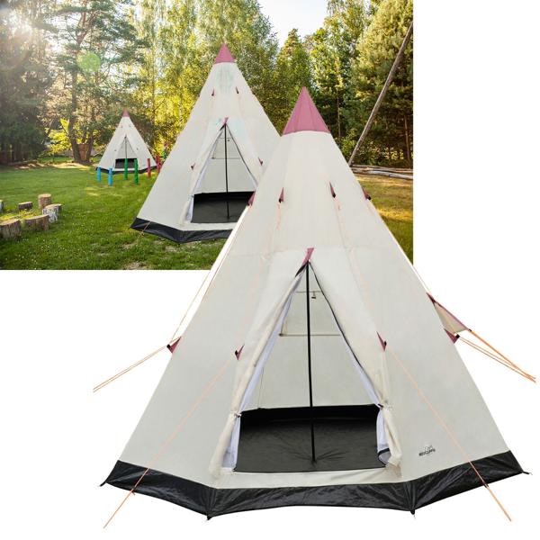 Tipi Robuste - 3 Personnes, Ø 2,5 m, Imperméable - Camping, Festival, Extérieur - Montage Facile, Spacieux, Tapis de Sol Intégré
