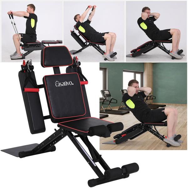 Banc de musculation 40 en 1 pour tout le corps – exercices de force et de fitness – avec sangles, extenseur de jambes et accessoires
