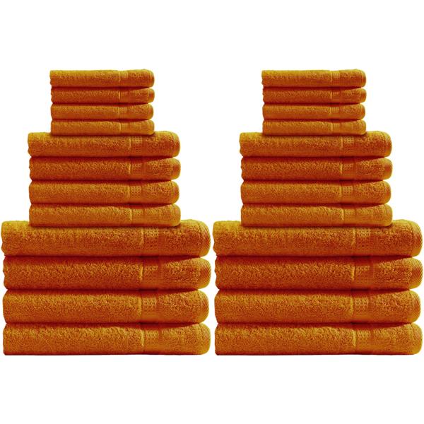 Set de 24 serviettes 100% coton Terra - 8 invités, 8 mains, 8 bains - Douces, absorbantes, séchage rapide, lavables 60° - Épaisses 500g/m²