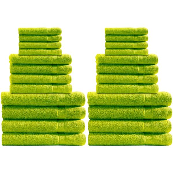 Set de serviettes 24 pièces - 8x invité, 8x bain, 8x draps de douche - 100% coton vert pomme - OEKO-TEX, ultra doux & absorbant