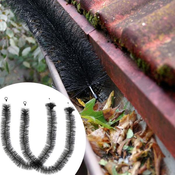 Brosses de gouttière (Lot de 2) - Protection efficace feuilles mortes & obstruction - Ø 12 cm x 4 m chacune - Anti-pigeons/martres