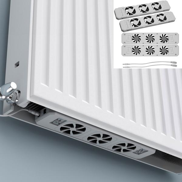 Ventilateur de radiateur - Kit 2 bases + 2 extensions - Capteur température - Silencieux <20dB - Conso <1W - Chauffage 2x rapide