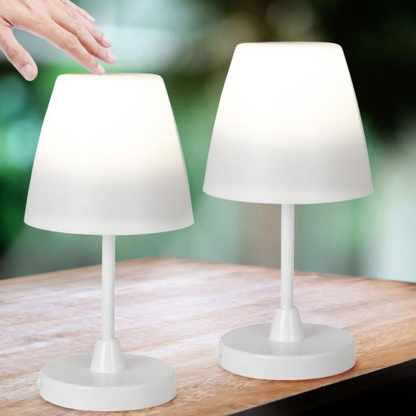 Lot de 2 Lampes de Table LED Rechargeables avec Fonction Tactile - Blanc Chaud 100 Lumens, 3 Niveaux - IP44, Autonomie 8H