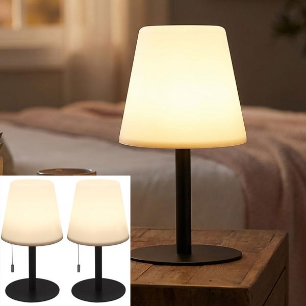 Lot de 2 lampes de table à batterie – 4 modes d’éclairage blanc chaud et multicolore pour l’intérieur et l’extérieur – IP44 protégée contre les éclaboussures, 30 cm, rechargeable par USB, batterie 2 400 mAh
