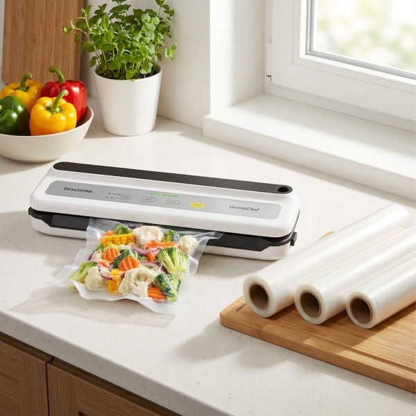 Appareil de mise sous vide, 110 watts, incl. set de 3 rouleaux de film, 20x300 cm & 28x500 cm