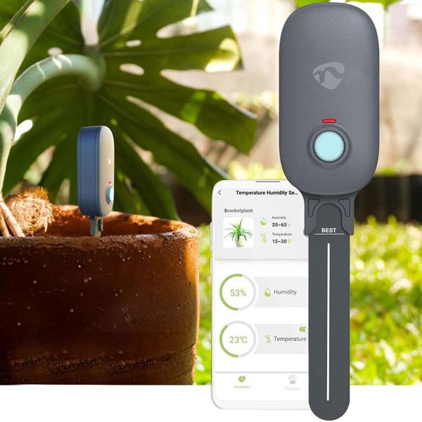 Appareil Bluetooth de mesure de l’humidité du sol – commande via app pour Android/iOS – mesure température et humidité – IP55 intérieur/extérieur – évite l’engorgement d’eau