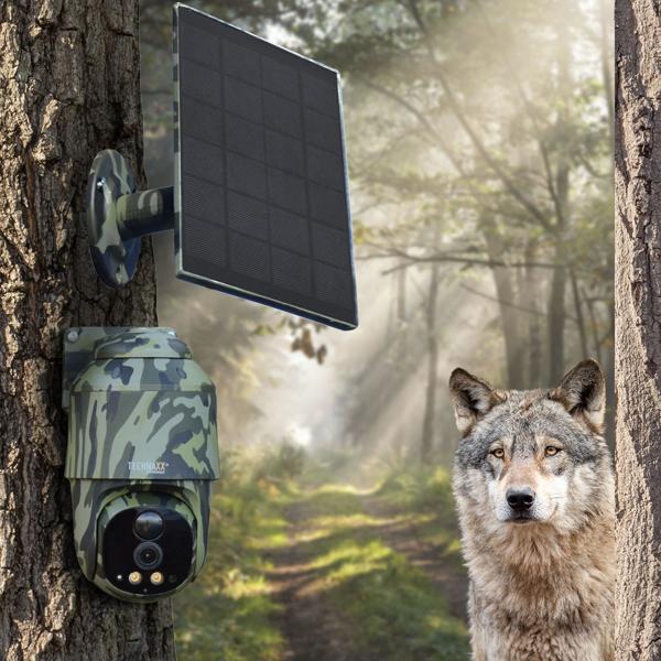 Caméra de surveillance 4G PanTilt dôme avec module solaire, alarme et vision nocturne, communication bidirectionnelle, capteur de mouvement PIR, IP65, camouflage