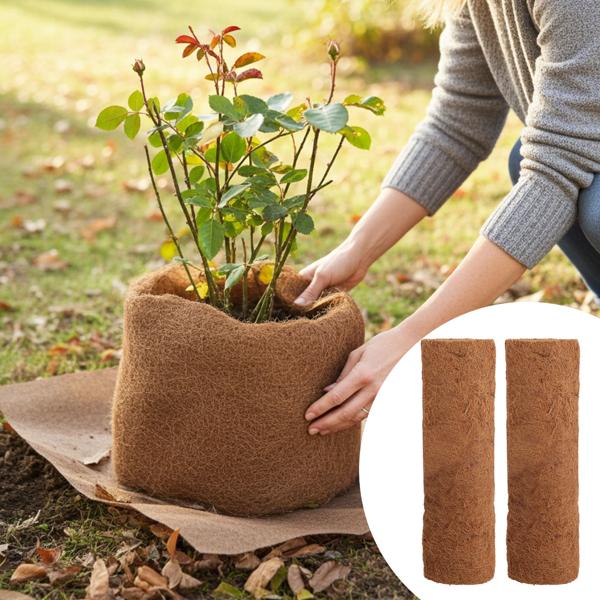 Lot de 2 Tapis de Protection des Plantes en Coco 150x50cm - Anti-Mauvaises Herbes, Gel & Dessèchement - Écologique, Découpable & Respirant
