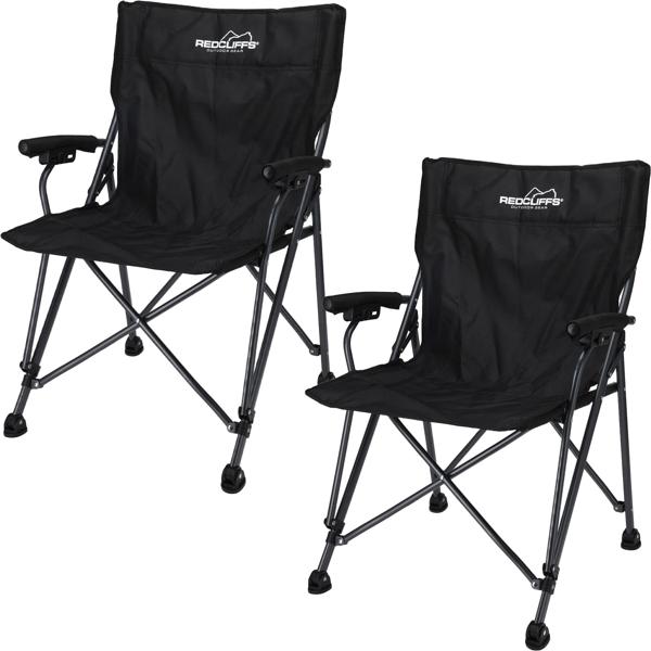 Lot de 2 Chaises de Camping Pliables - Noires, Légères & Robustes 110kg - Idéales Plein Air, Festivals - Transport Facile