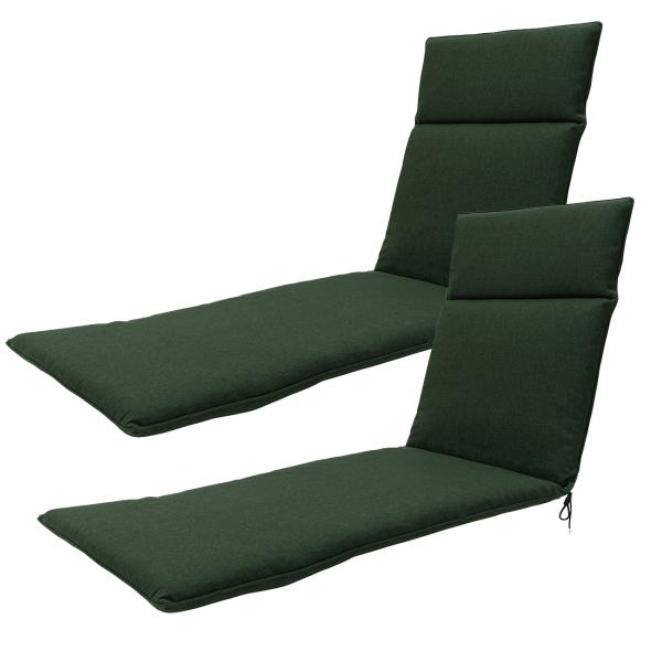 Madison lot de 2 coussins de bain de soleil verts – protection UV, déperlant, robuste – 190x60 cm, 6 cm d’épaisseur, recyclé, fabriqué en Europe
