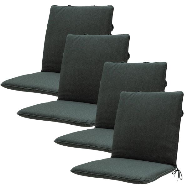 4 coussins pour chaises de jardin – déperlants, gris foncé, 97 x 49 cm – dossier bas, rembourrage optimal et confort excellent