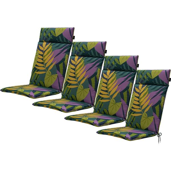 Lot de 4 coussins confortables pour dossier haut, motif feuilles vert, 120 x 50 cm, coussins de chaise de jardin pour la détente, stylés et durables