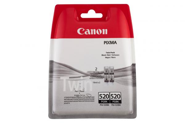 Cartouches d‘encre originales Canon PGI-520PGBK duo - Impressions nettes et lumineuses - 2x noir 19 ml - Compatible HP OfficeJet 6100, 6600, 6700